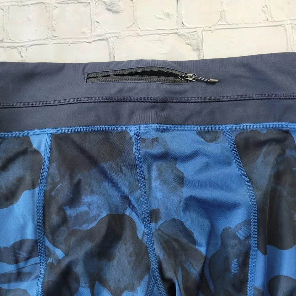 ✅ Lululemon Run Inspire Crop leggings workout tights black blue floral print 8